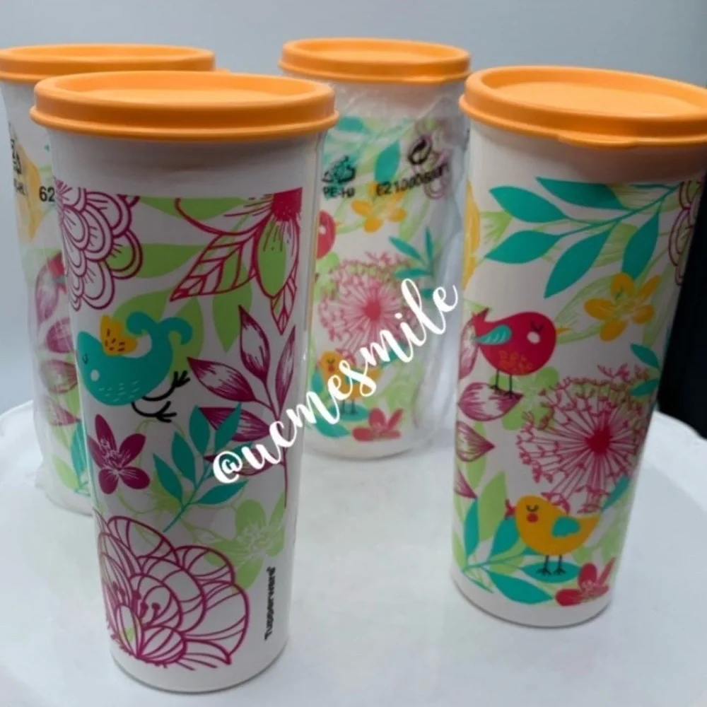 Tupperware Maravilla Birdie Tumbler Set of 4 with Flat Seals - Picture 2 of 5